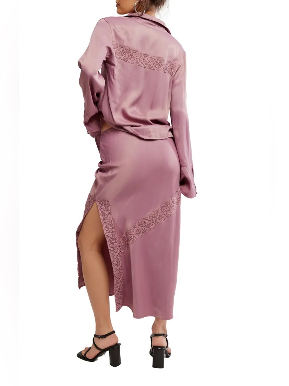 Free People Purple Lace-Trim Midi Skirt - Picture 6 of 9